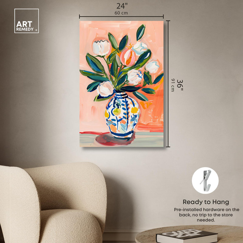 Boho Colorful Floral Abstract Canvas Wall Art, 10" x 15"