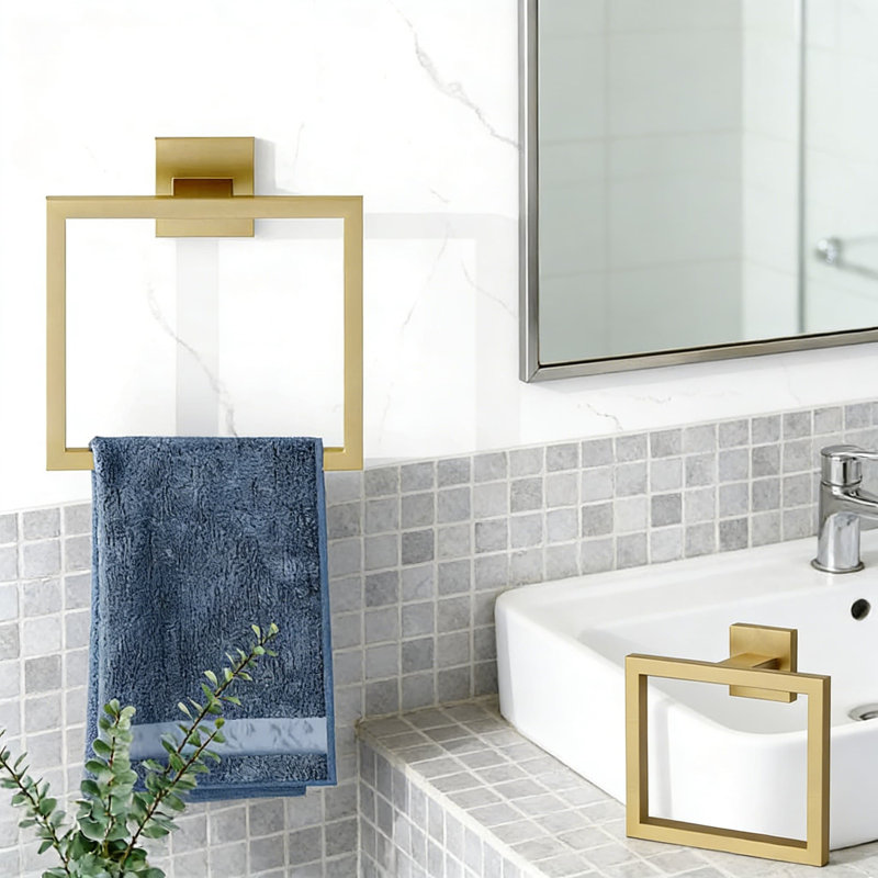 Ensemble de 15 accessoires de salle de bain en or brossé, quincaillerie murale en acier inoxydable comprenant des porte-serviettes, des anneaux, un porte-papier hygiénique et des crochets, résistant à la rouille pour une organisation de salle de bain moderne