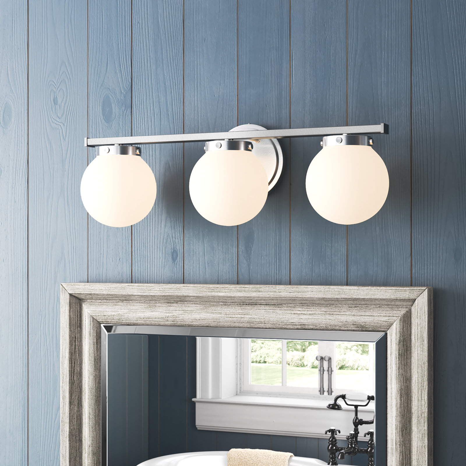 Finian 3-Light Dimmable Vanity Light, Brushed Nickel, White