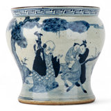Blue and White Porcelain Jar with Figures
