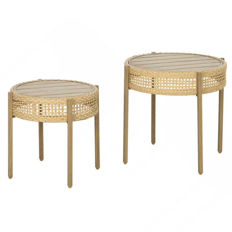 Ensemble de 2 tables de patio en osier