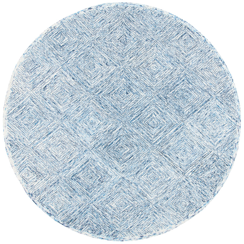 Didonato Hand Tufted Wool Geometric Rug, Round 7'