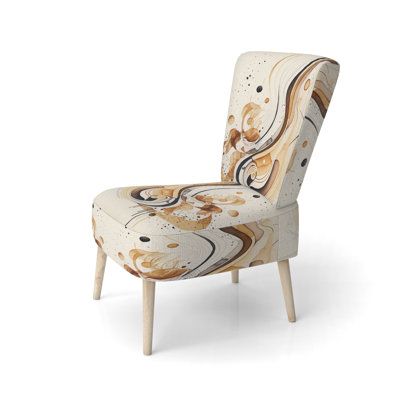 Brown And Black Movement IV - Upholstered Modern Side Chair, Spiral Pattern Accent Chair