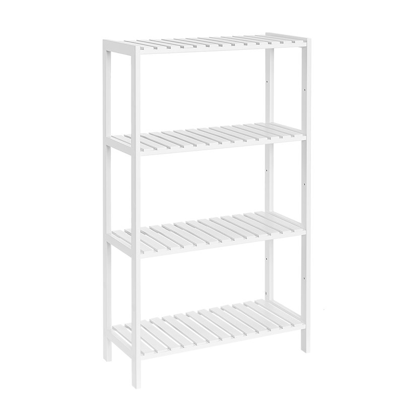 60cm W Bamboo / Rattan Shelving Unit, White