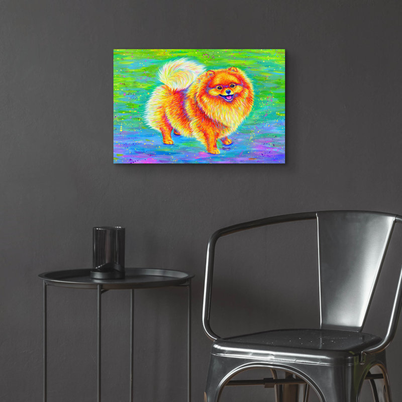 «Rainbow Pomeranian» par Rebecca Wang Art, H 16 po x l 24 po x P 0,2 po