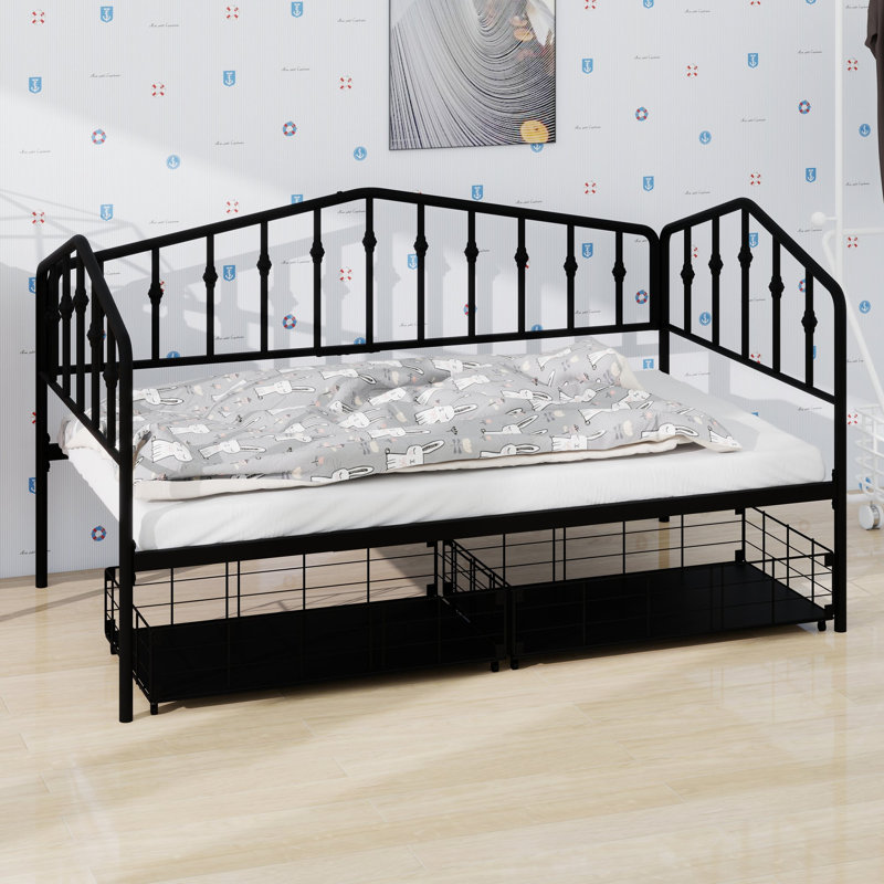 Le lit de jour avec tiroirs de rangement offre une simplicité élégante et une stabilité durable, Noir