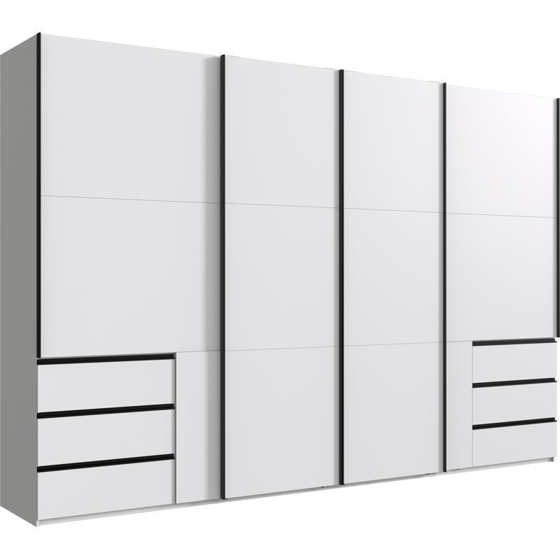 Guardino 4 Door Wardrobe, 236cm H x 350cm W x 65cm D, White