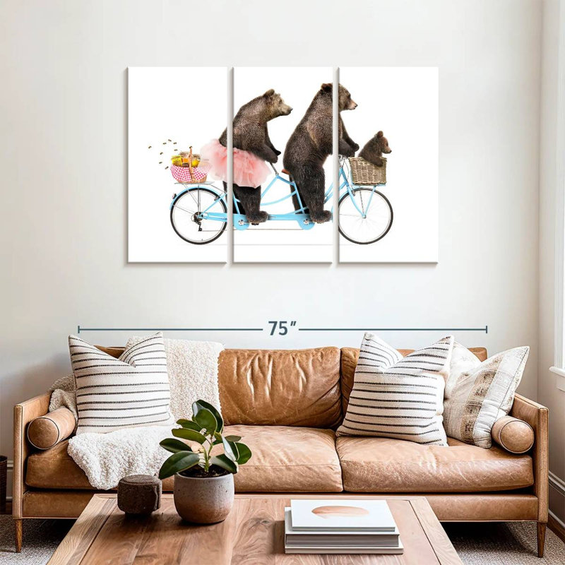 Ketti Three Bears Riding Bike, 36" H x 57" W