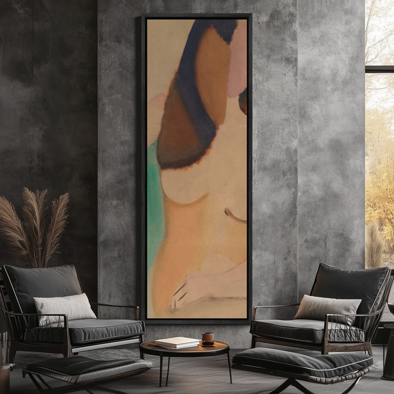 Art moderne de silhouette féminine moderne - reproduction d'art sur toile encadrée, H 60 po x l 20 po x P 1,5 po, Noir