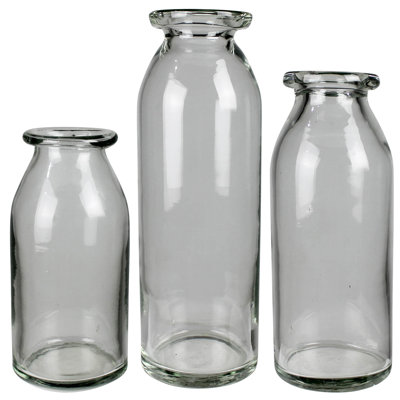 Vases cylindriques à rebord roulé - ensemble / 3 pièces: 3,25 x 6,75, moyen: 3,25 x 8,25, grand: 3,25 x 9,5