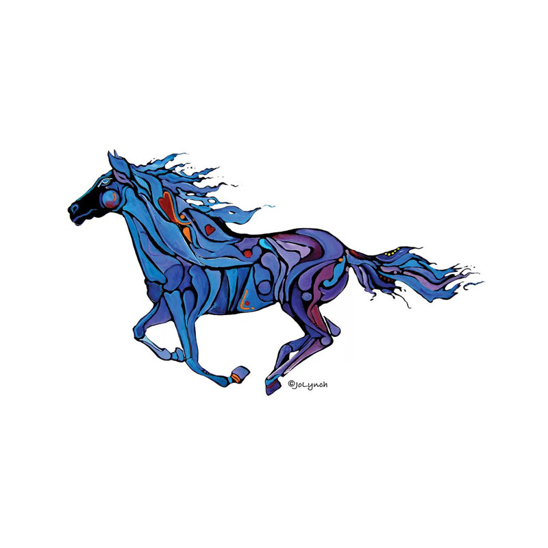«Horse Runing Free» par Jo Lynch - peinture sur toile tendue, H 8 po x l 12 po x P 0,75 po