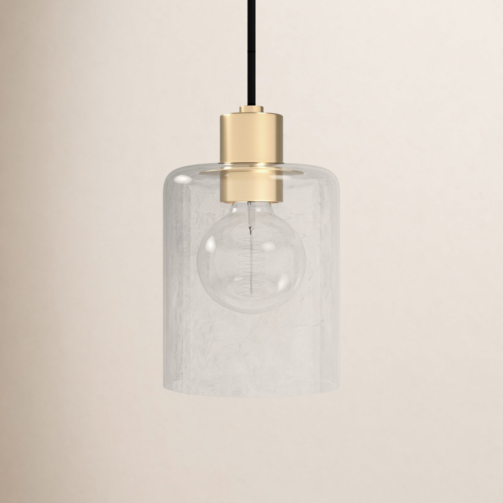 Alvy Single Light Glass Dimmable Pendant, Aged Brass