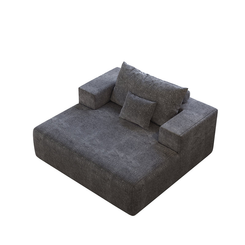 Méridienne moelleuse de 55 po, Gris chenille