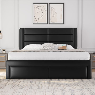 Upholstered Bed Frame with Storage Drawers