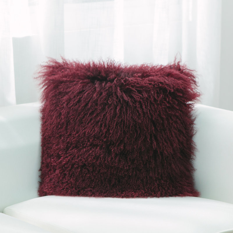 Housse et insert de coussin carré Mongolian, Vin, Housse de coussin seulement - sans coussin, H 18 po x l 18 po x P 3 po