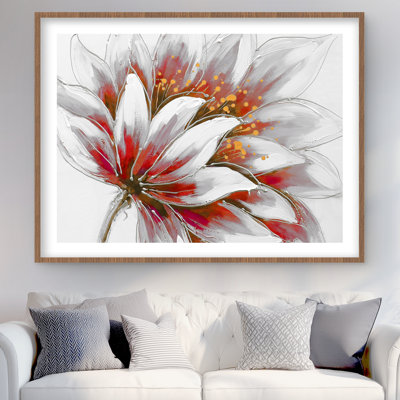 Red Flower with Gold Centre - Living Room Framed Print Decor