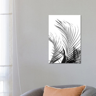 Palm Fronds (Black & White) 1 Piece Wrapped Canvas Wall Art