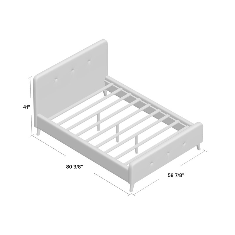 Upholstered Platform Bed, Full, Light Beige