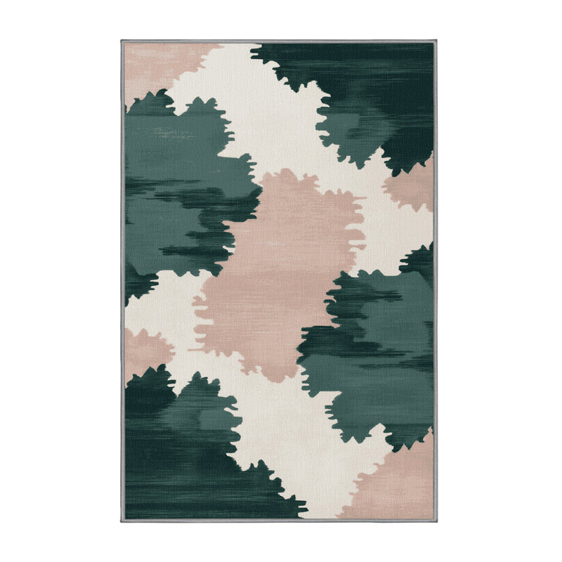 Tapis gris aquarelle lavable à la machine, Rectangle 7 pi x 9 pi