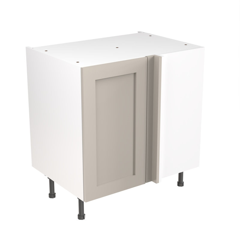 KitchenKit Flatpack Shaker Ultra Matt Base Unit Blind Corner, 87cm H x 80cm W x 57cm D, Light Grey