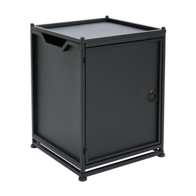 Outdoor Metal Tank Holder Side Table, Matte Black, Modern Design For Your Bedroom, Multi - Functional Accessory, Powder Coated Iron, 15.51 W, D, 22.29 H Black Holder, Table With And Structure,