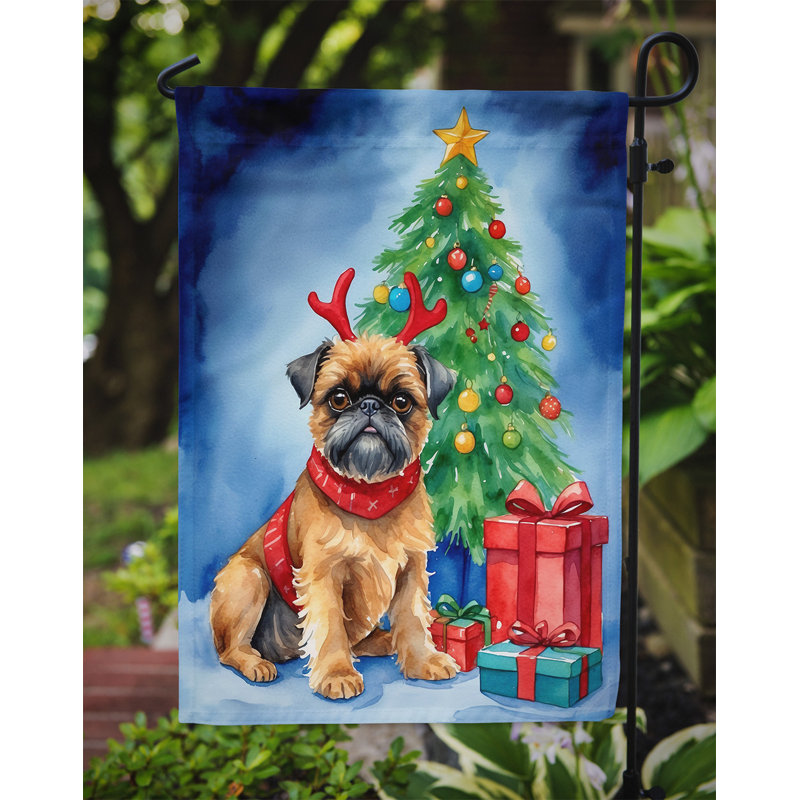 Drapeau de Noël renne de jardin, Griffon bruxellois