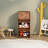 Double Sided Mobile Bookcase Display Stand,4 Tier Wood Open Book Shelf Magazine Bookshelf,Retro
