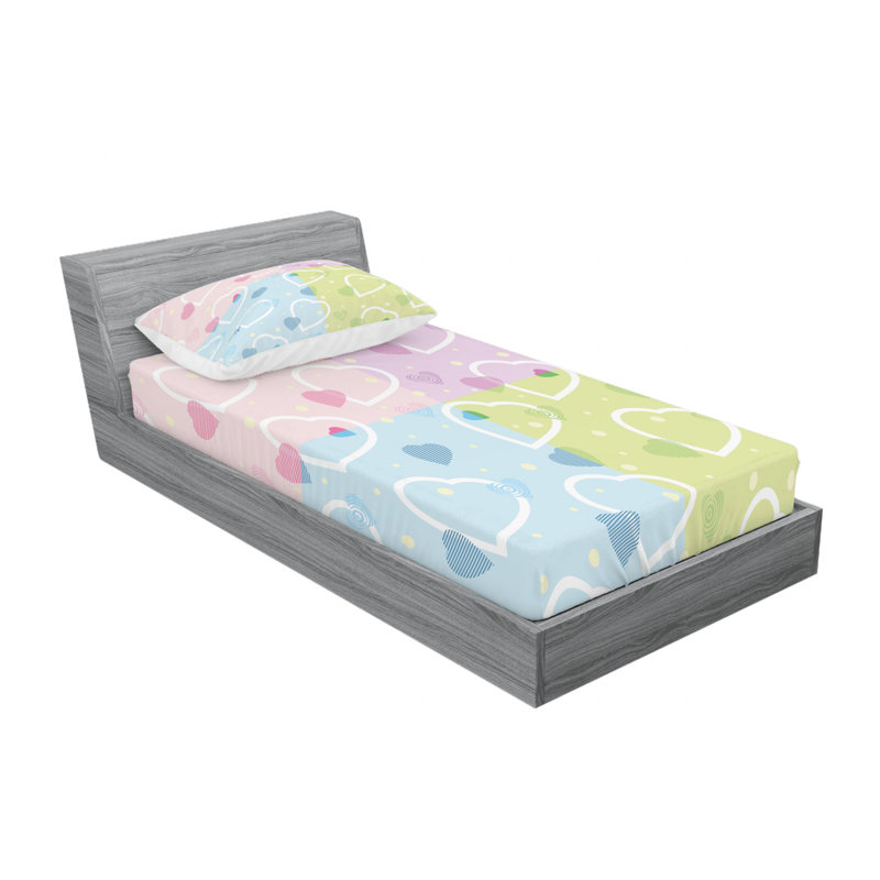 Ensemble de draps Big Little Heart, Ensemble de draps pour lit simple avec drap-housse
