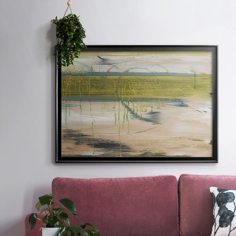 Réflexions aquatiques I, Papier encadré doré à coins fermés, Pas de tapis, H 30 po x l 44 po x P 1,5 po