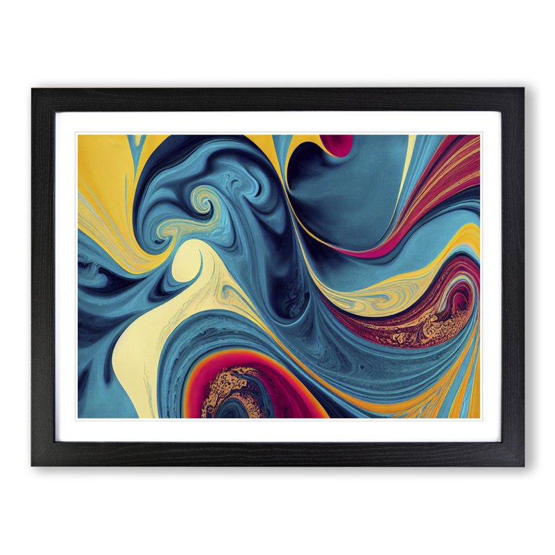 Abstract Marble Art - Framed Print, Black, 46cm H x 64cm W x 2cm D