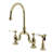 Kingston Brass English Country Two-Handle 3-Hole Deck Mount Bridge Kitchen Faucet with Brass Side Sprayer-71842408