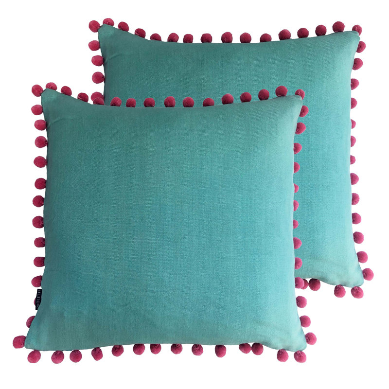 Square Cushion, Polyester/Polyfill, Aqua
