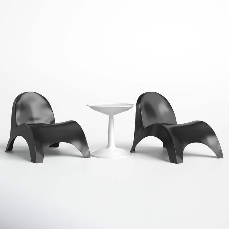 Ameswood Outdoor Chaise Lounge Set with Table, Black/White