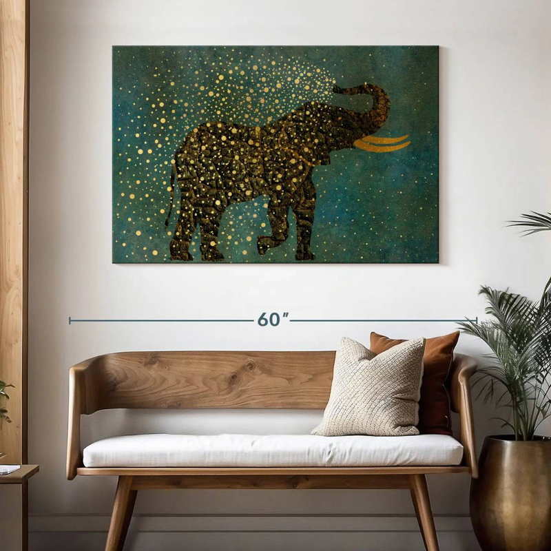 Brampt Gold Spraying Elephant, 32" H x 48" W