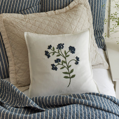 Elderberry Floral Embroidered Pillow
