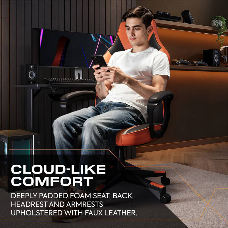 Tempest Ergonomic PC Office Gaming Chair, Orange/Black