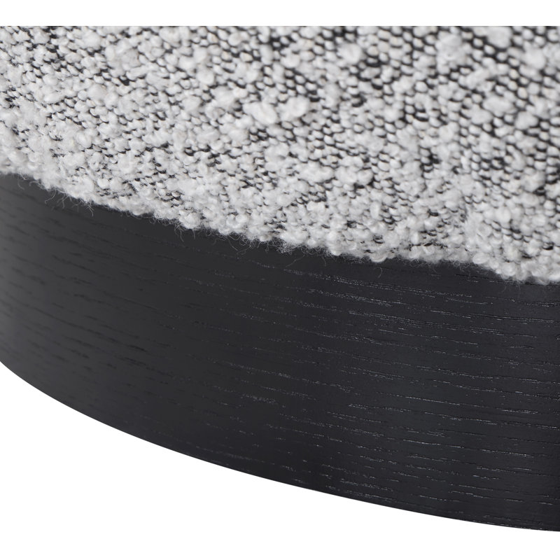 Fauteuil d'appoint Calais, Tissu gris bouclé, Noir