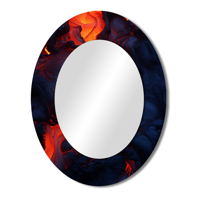 Volcano Volcanic Symphony - Miroir décoratif ovale sur métal, H 43 po x l 33 po