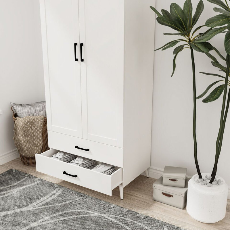 Bosse Solid Wood Wardrobe, White