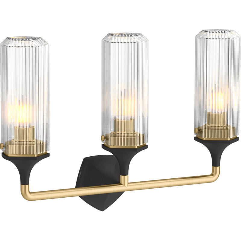 Occasion 3-Light Sconce, Black, Brass Trim