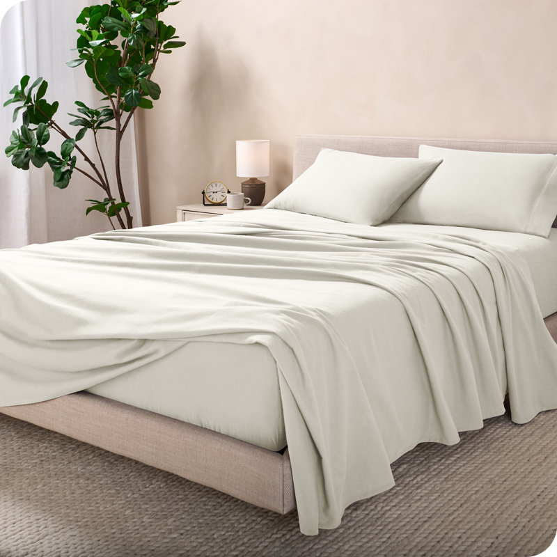 Cream Cotton Flannel Twin XL Deep Pocket Sheet Set