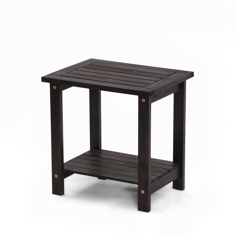 Rectangular Acacia Outdoor Side Table , 41.9cm cm W 33cm cm D, Black