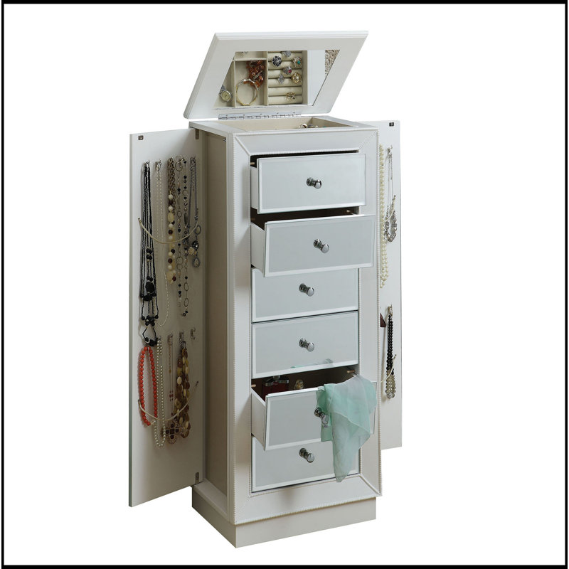 Armoire à bijoux blanche à 6 tiroirs