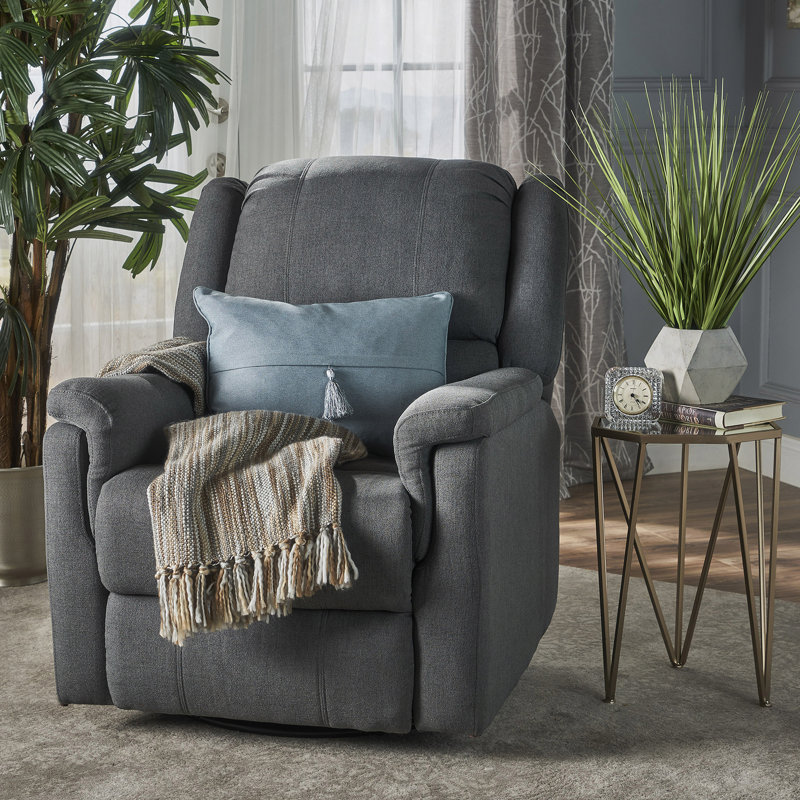 Fauteuil inclinable oscillant en tissu gris anthracite avec fauteuil inclinable manuel, Tissu gris charbon