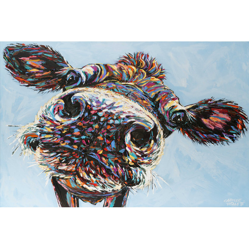«Funny Cow II» par Carolee Vitaletti - reproduction sur toile tendue, H 20 po x l 30 po x P 1,25 po