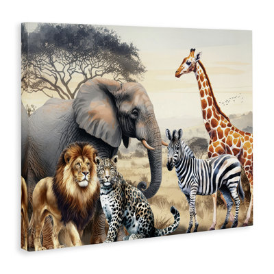 Art mural sur toile Grouped Jungle Animals par Nicole DeCamp