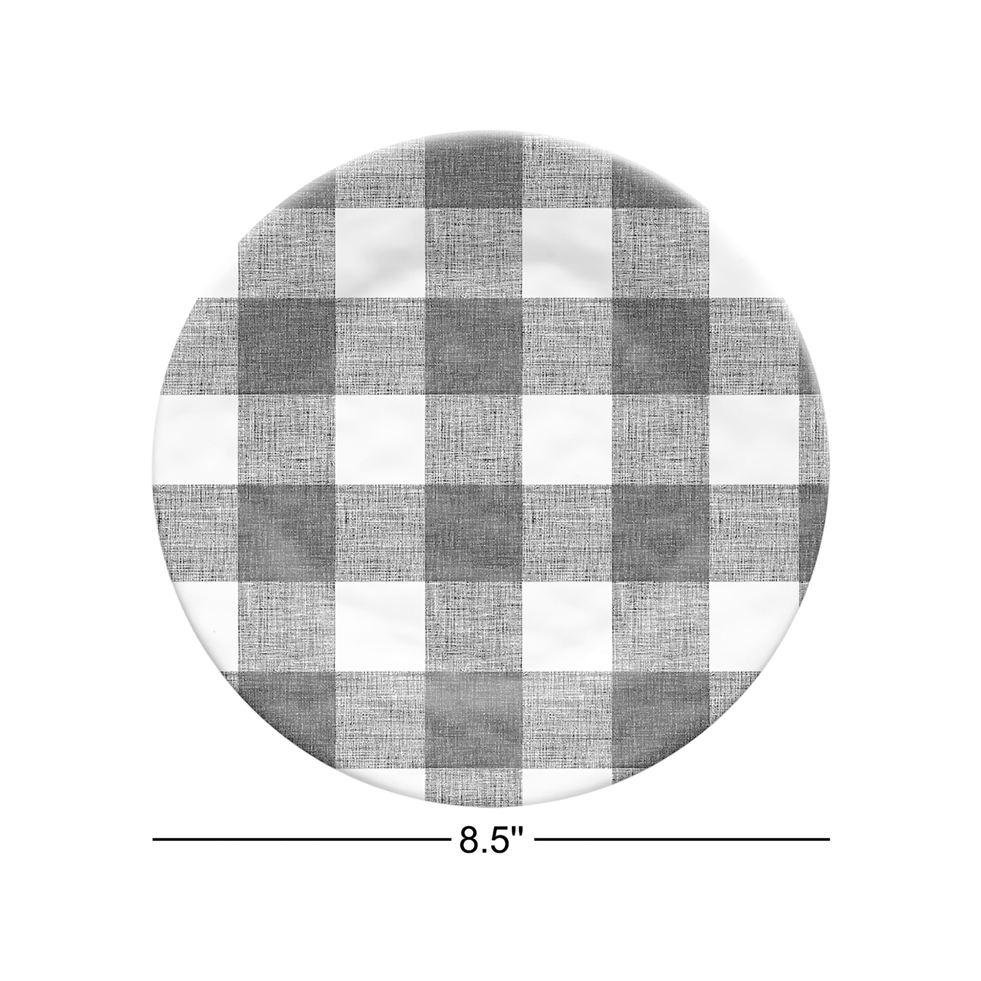 Kielle Vintage Black Buffalo Check Salad Plate,8.5",Melamine,Set Of 6