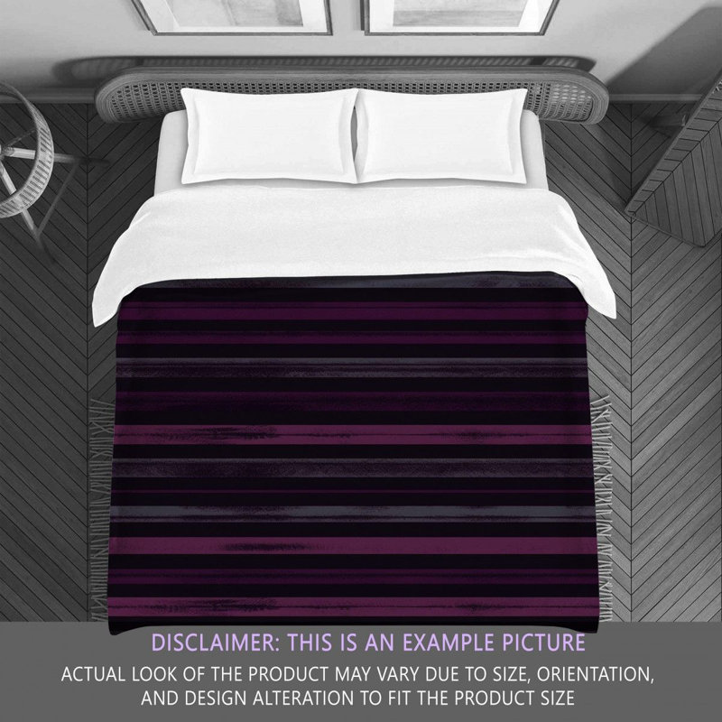 Polyester Comforter, Twin Extra Long Comforter, Black/Purple Striped