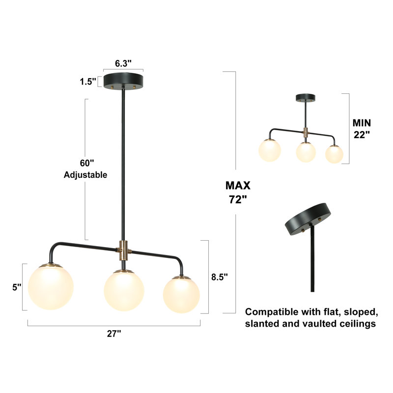 Dennell 3 - Light Kitchen Island Linear LED Pendant