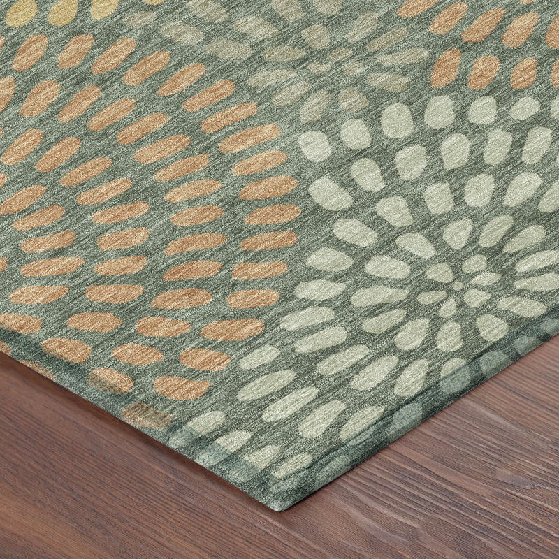 Tapis géométrique intérieur / extérieur lavable à la machine Chantille ACN2492, Basilic